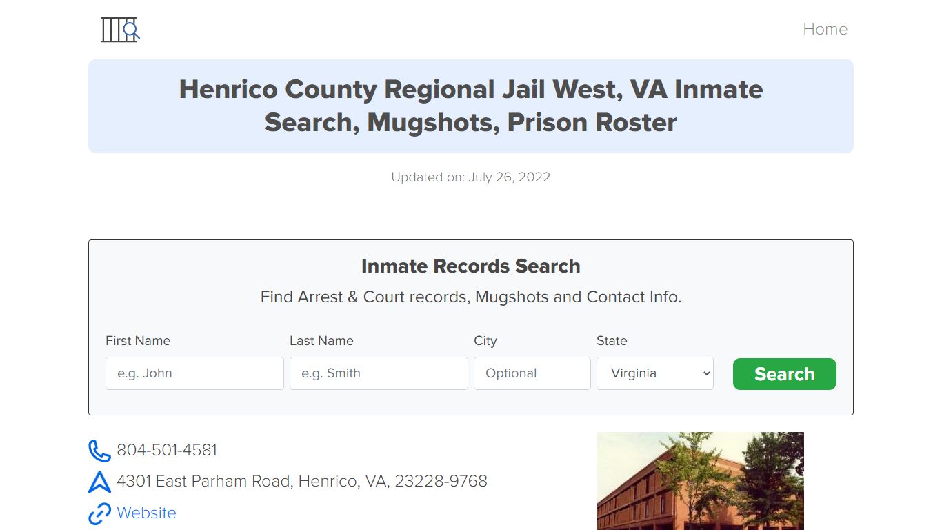 Henrico County Regional Jail West, VA Inmate Search, Mugshots, Prison ...